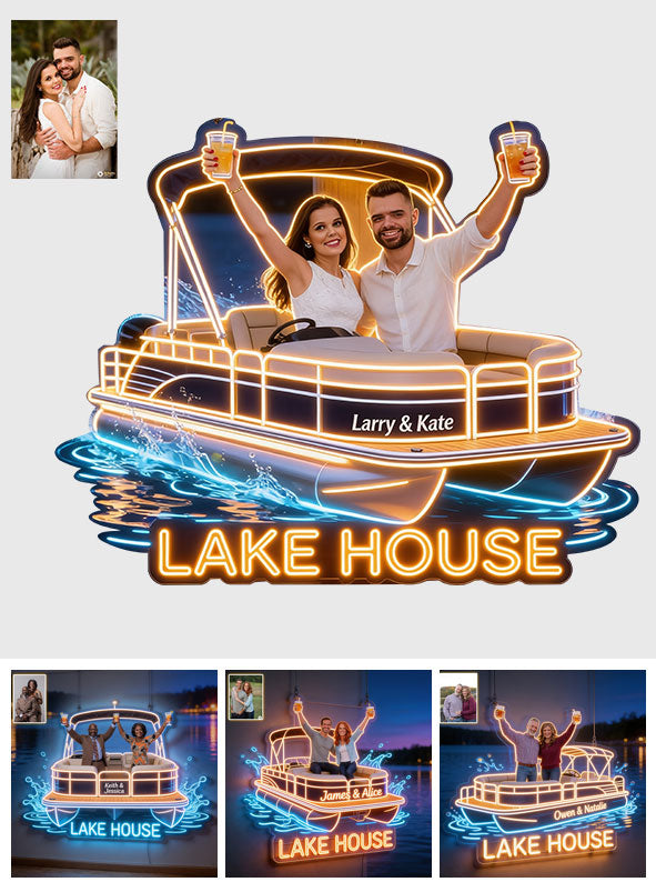 Notre Maison au Bord du Lac - Enseigne Lumineuse LED Néon Personnalisée