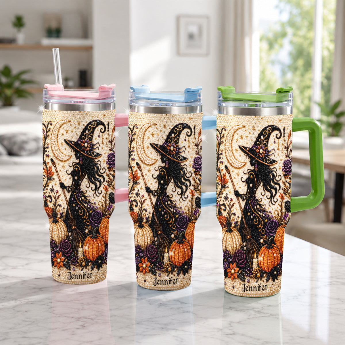 Sorcière en Diamant - Tasse Personnalisée en Rhinestones avec Poignée