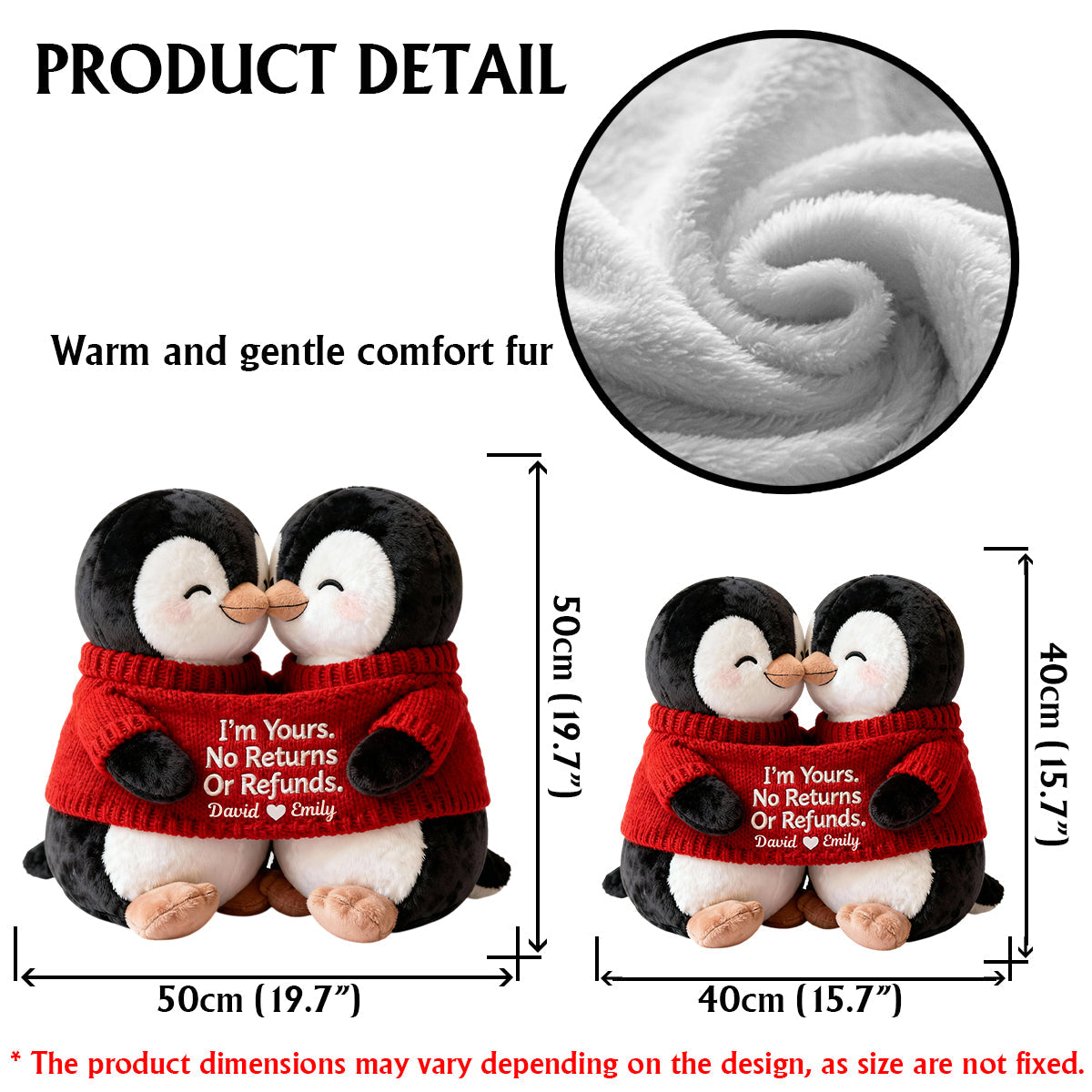 I'm Yours. No Returns Or Refunds - Personalized Couple Faux Fur Shaped Pillow