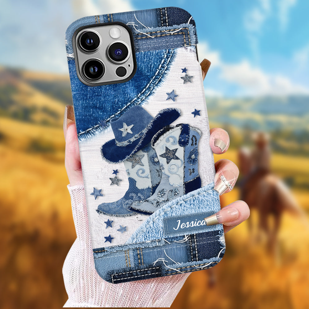 Bottes de cowgirl - Coque de téléphone personnalisée avec motif cowgirl