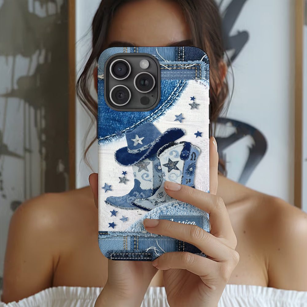 Bottes de cowgirl - Coque de téléphone personnalisée avec motif cowgirl