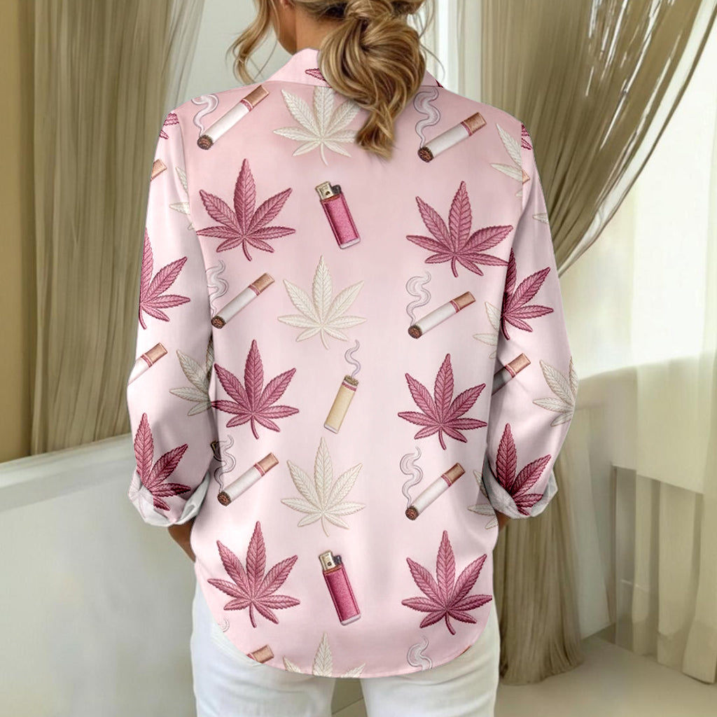 Chemise boutonnée personnalisée Green Magic Leaf - Cannabis