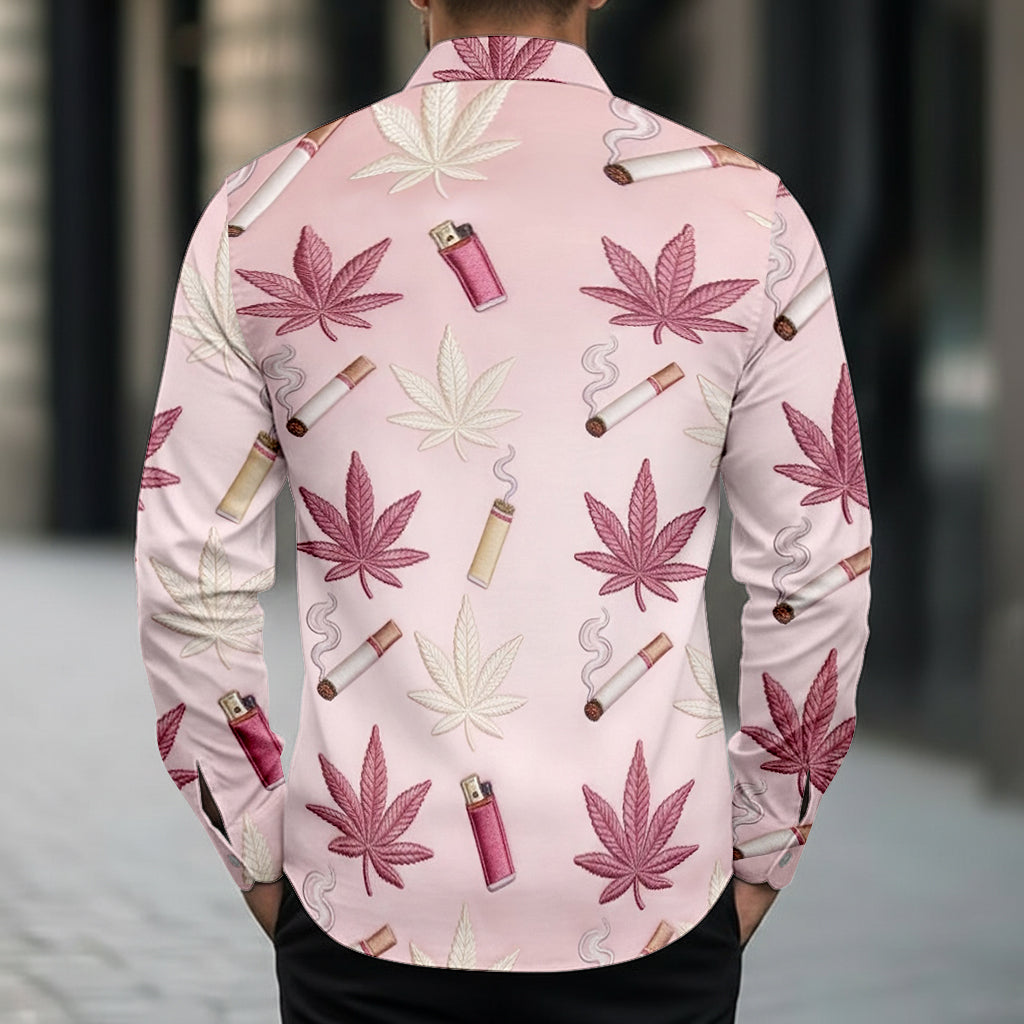 Chemise boutonnée personnalisée Green Magic Leaf - Cannabis