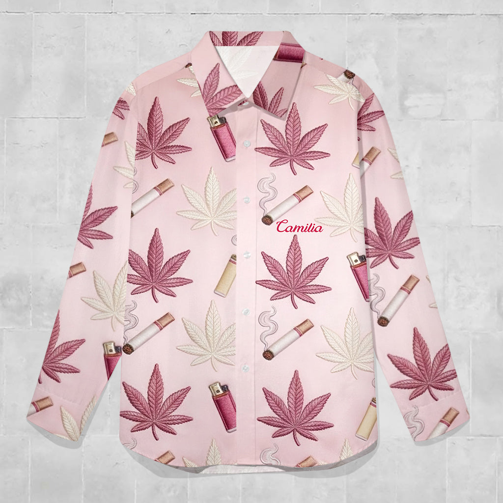 Chemise boutonnée personnalisée Green Magic Leaf - Cannabis