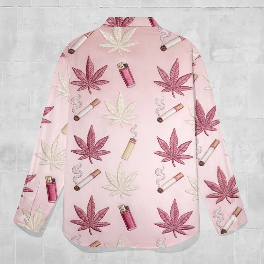 Chemise boutonnée personnalisée Green Magic Leaf - Cannabis