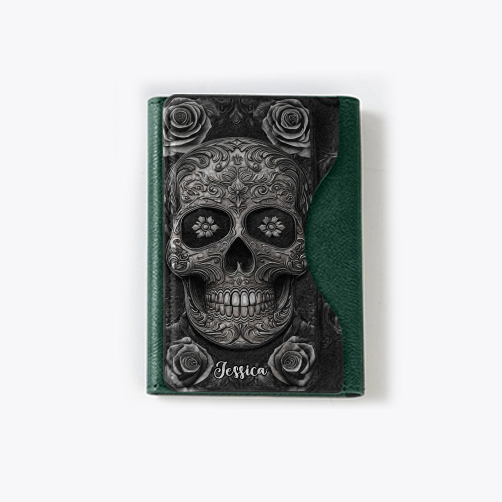 Skull And Roses - Personalized Skull Magsafe Wallet