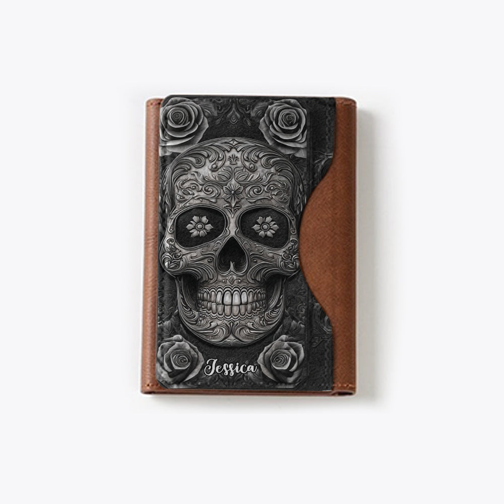 Skull And Roses - Personalized Skull Magsafe Wallet