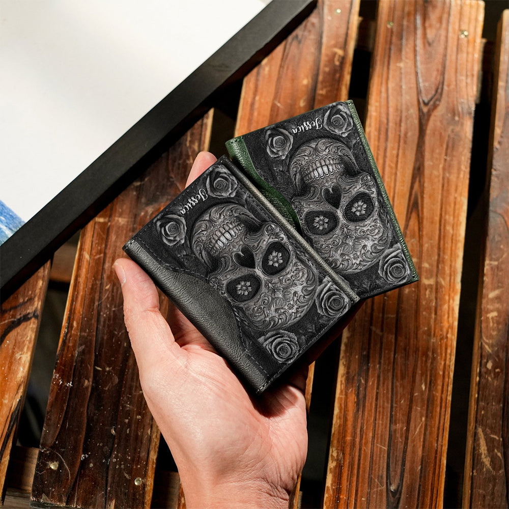 Skull And Roses - Personalized Skull Magsafe Wallet