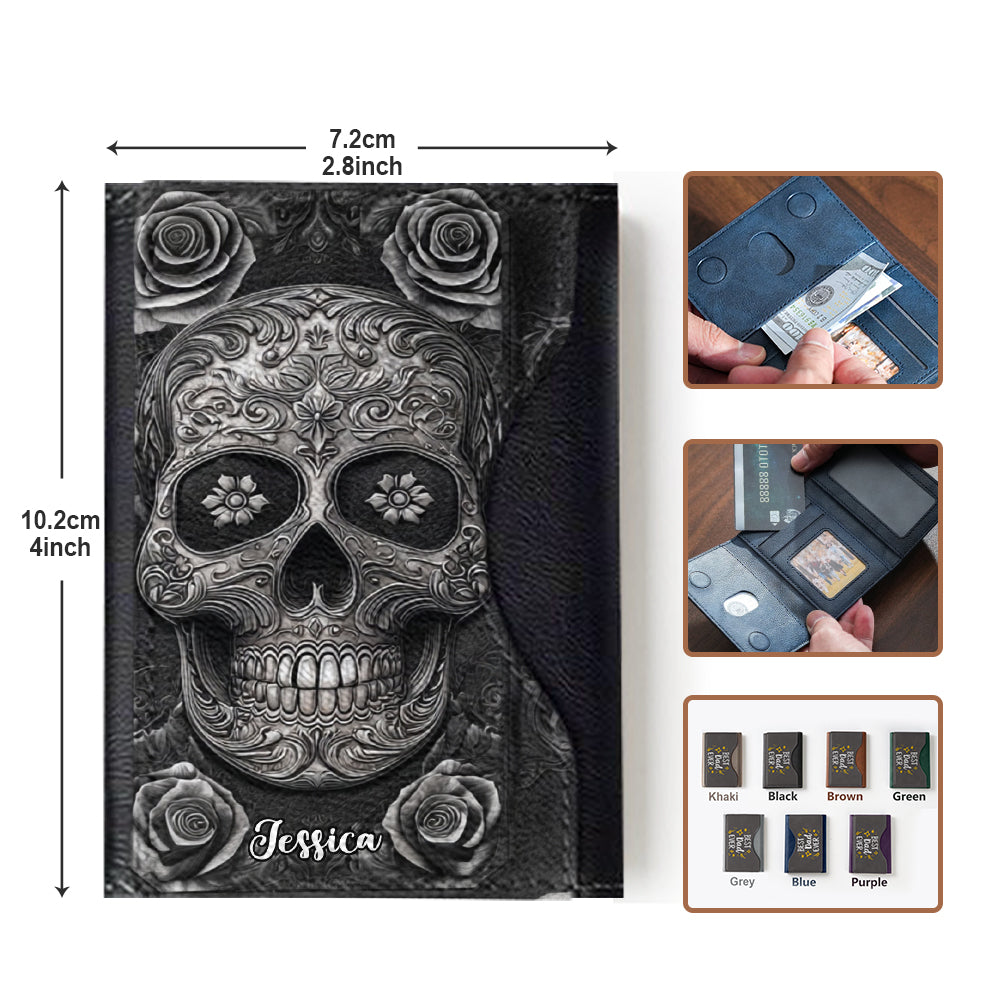 Skull And Roses - Personalized Skull Magsafe Wallet