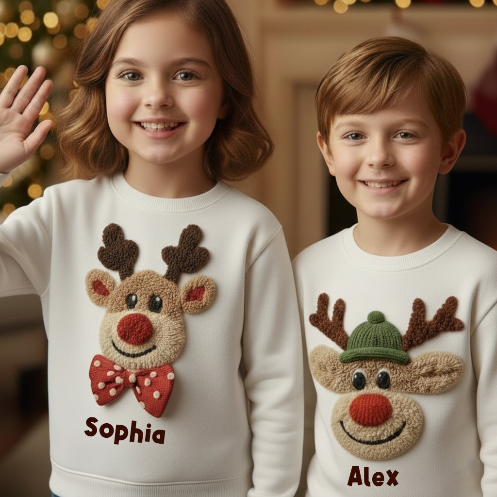 Reindeer Sweatshirt - Personalized Kid T-shirt And Hoodie