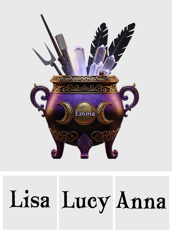 Chaudron de sorcière - Porte-stylo en bois personnalisé sur le thème de la sorcière