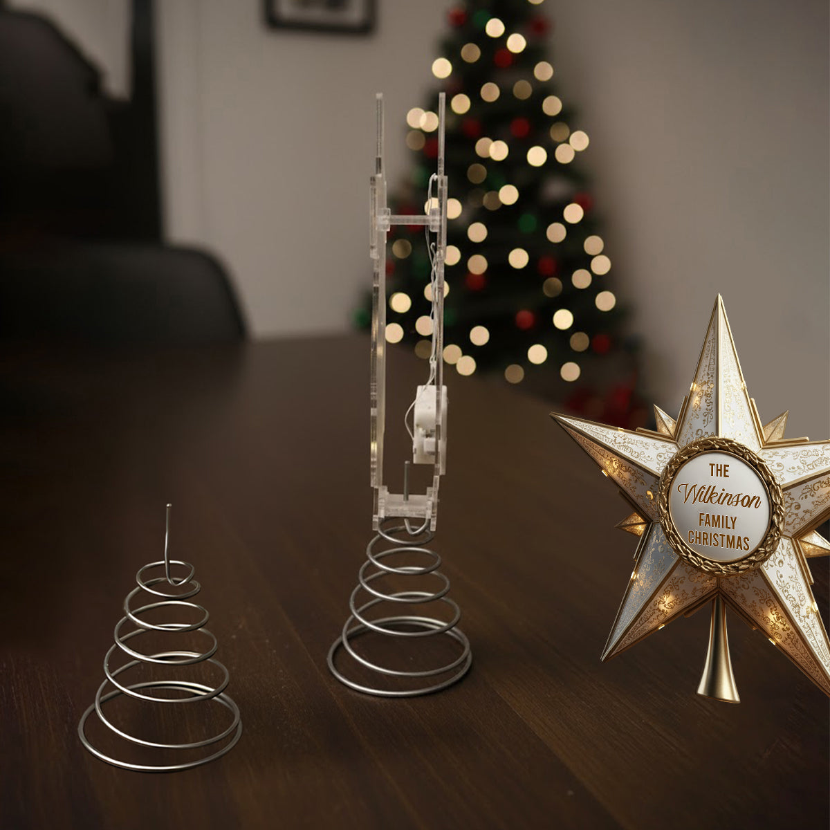 Étoile de Noël brillante - Décoration de sapin lumineuse LED personnalisée pour toute la famille