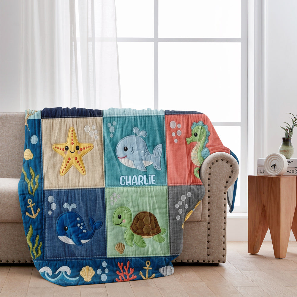 Couverture enfant personnalisée « Monde marin mignon »