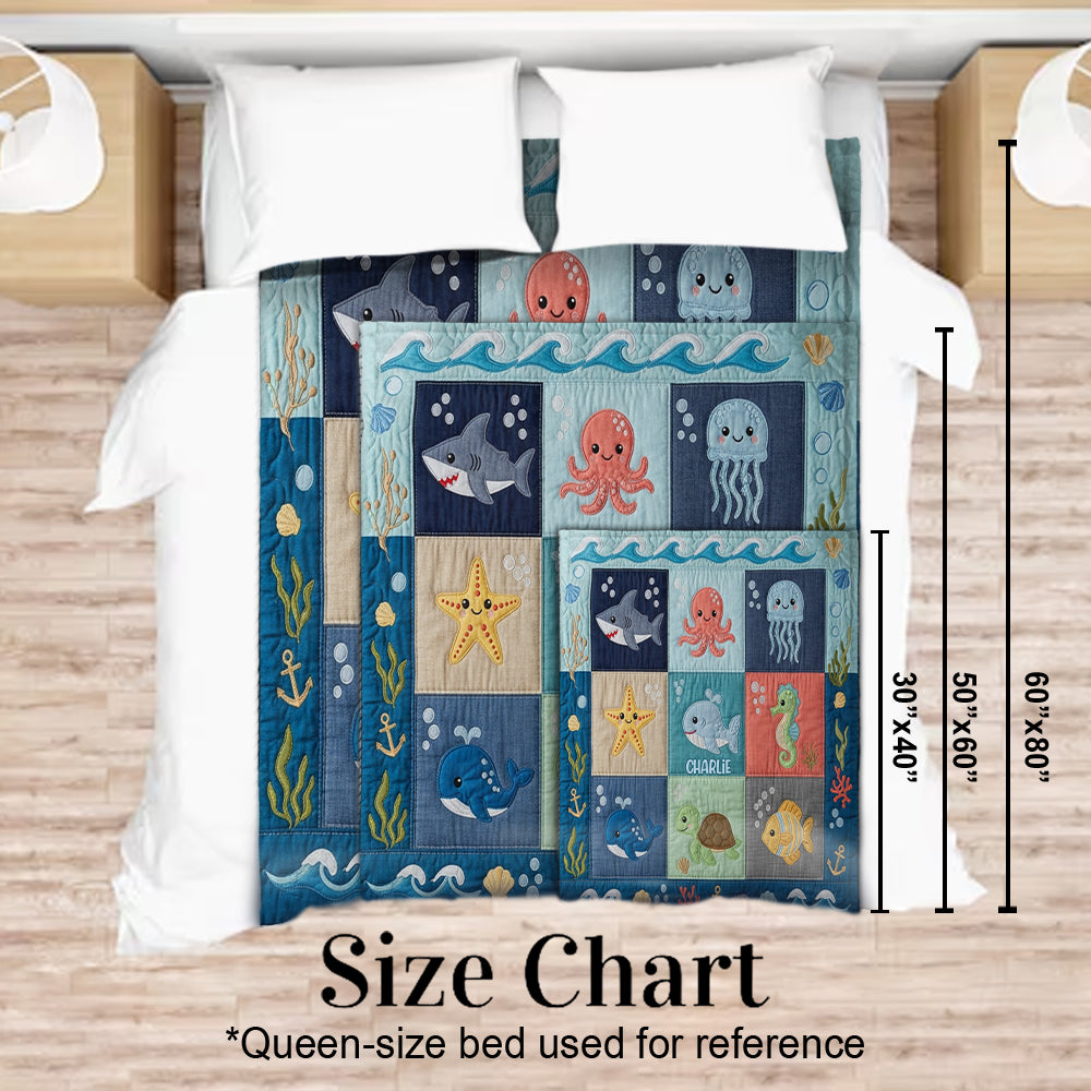 Couverture enfant personnalisée « Monde marin mignon »