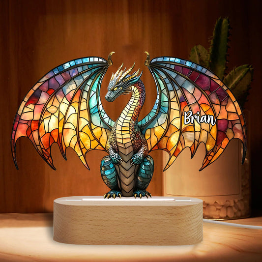 Dragon coloré - Plaque lumineuse personnalisée en forme de dragon