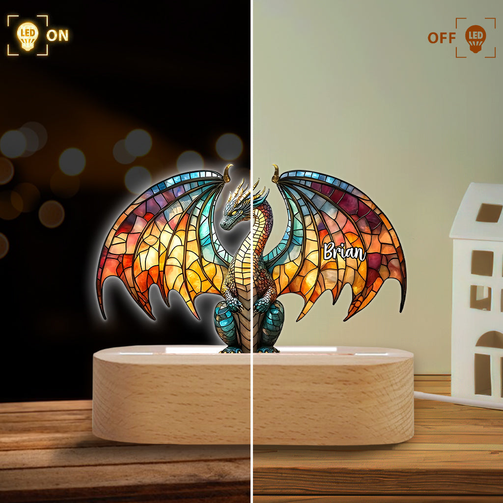 Dragon coloré - Plaque lumineuse personnalisée en forme de dragon