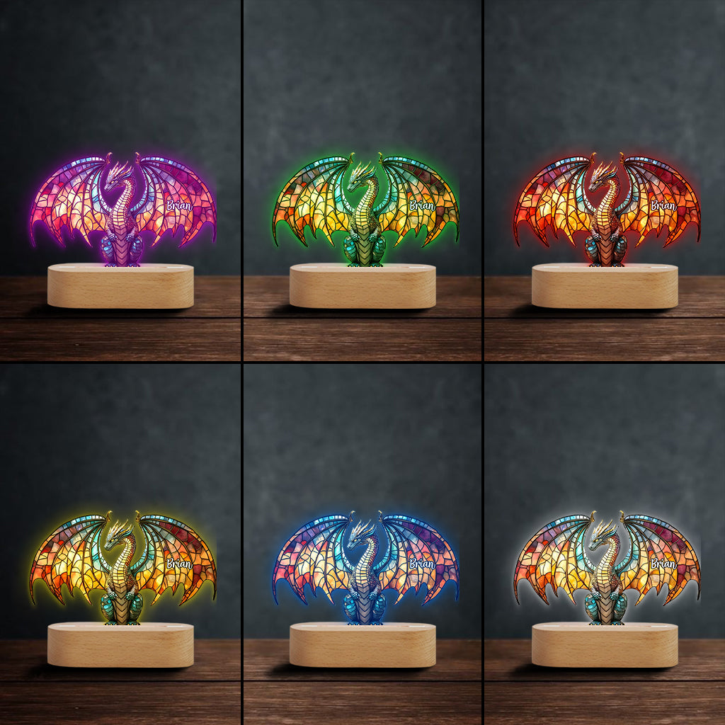 Dragon coloré - Plaque lumineuse personnalisée en forme de dragon