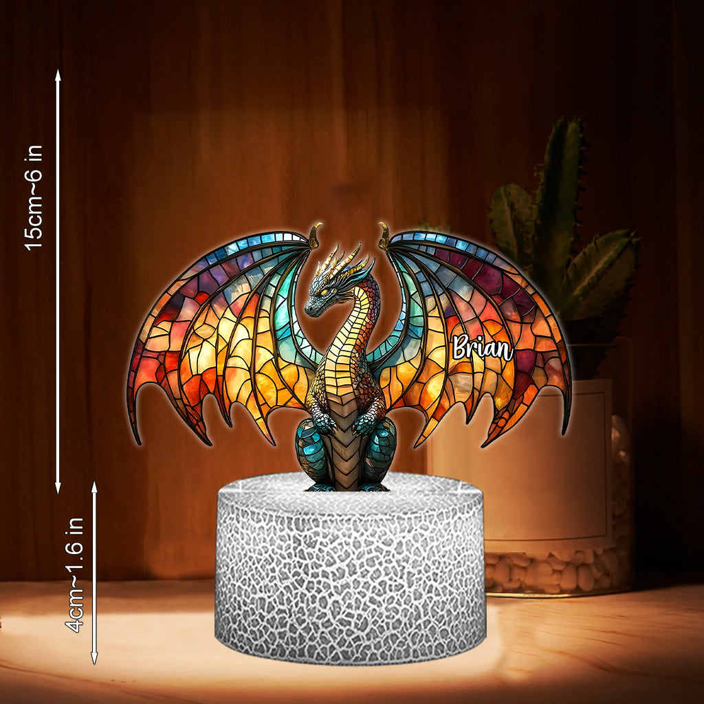 Dragon coloré - Plaque lumineuse personnalisée en forme de dragon