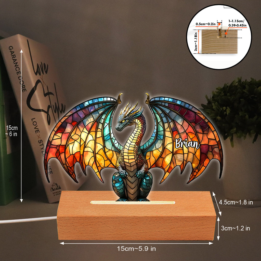 Dragon coloré - Plaque lumineuse personnalisée en forme de dragon