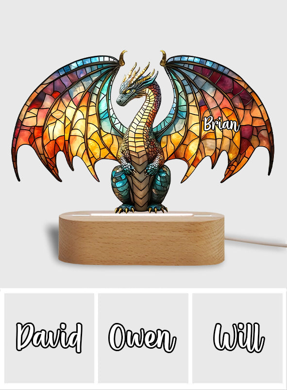 Dragon coloré - Plaque lumineuse personnalisée en forme de dragon