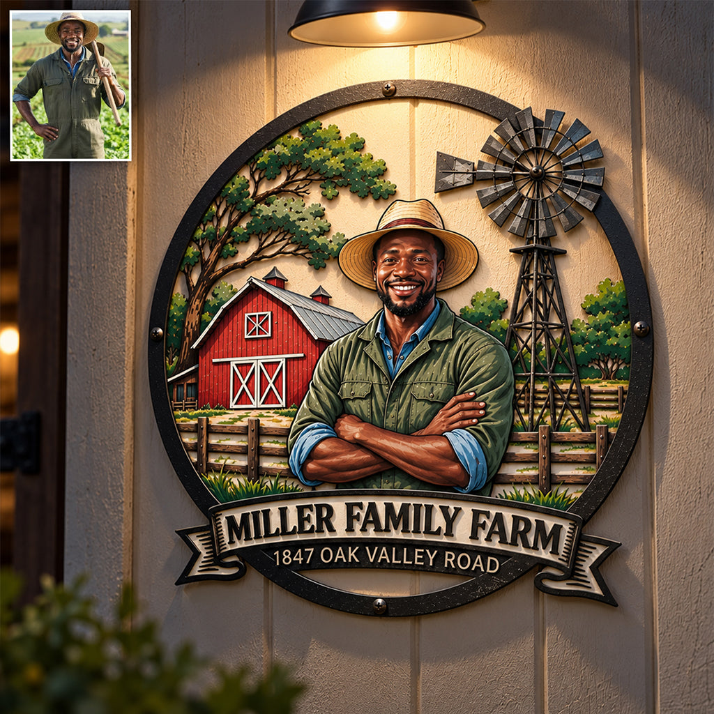 Country Life - Personalized Farmer 3D Printed Cut Metal Sign