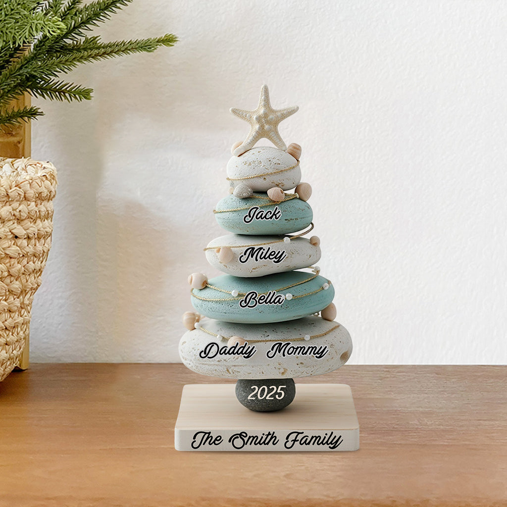 Notre famille, Joyeux Noël 2025 - Plaque acrylique personnalisée en forme de famille