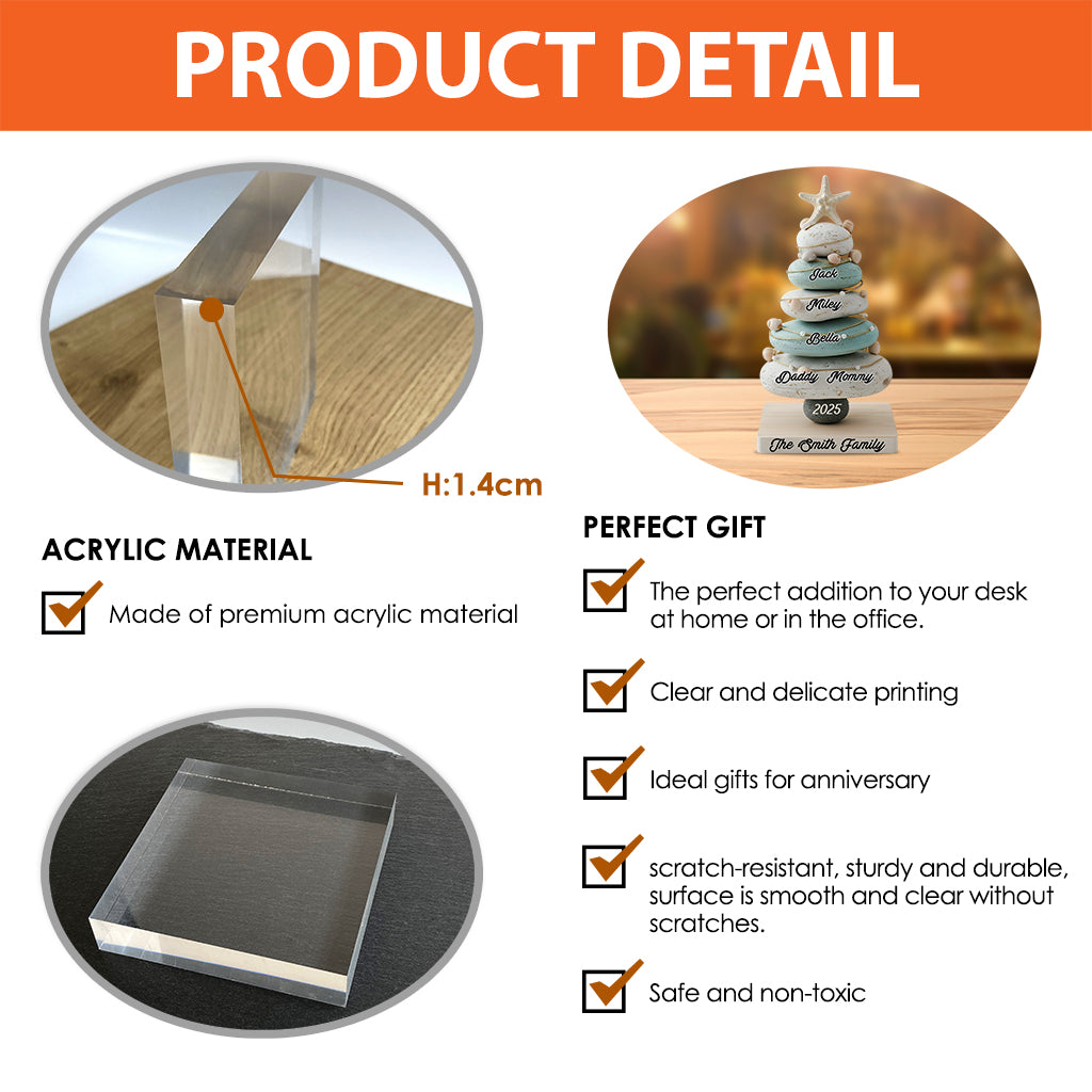 Notre famille, Joyeux Noël 2025 - Plaque acrylique personnalisée en forme de famille