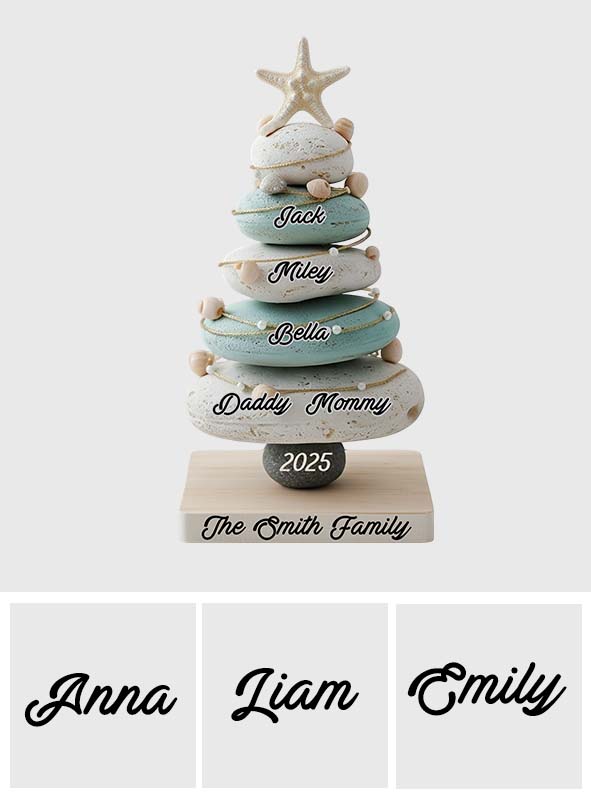 Notre famille, Joyeux Noël 2025 - Plaque acrylique personnalisée en forme de famille