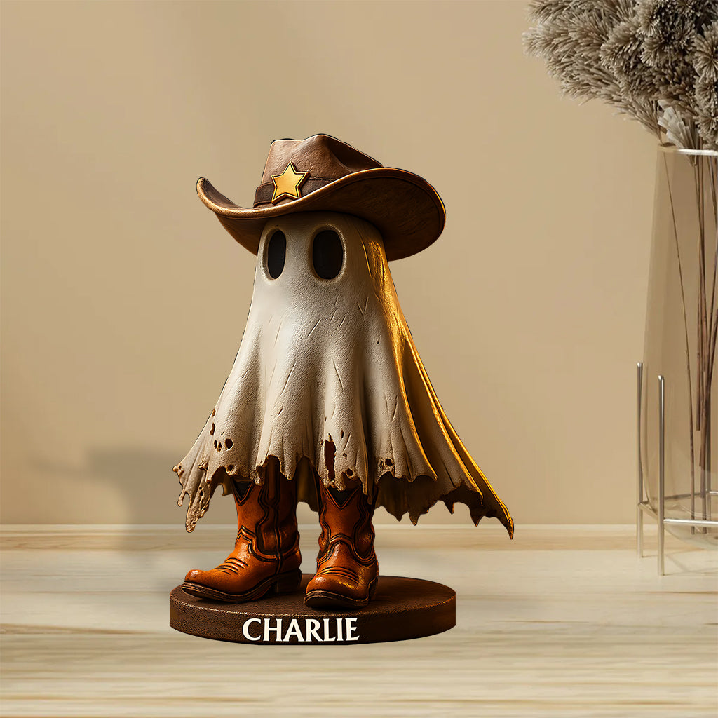 Cowgirl effrayante - Plaque acrylique personnalisée en forme de cowgirl