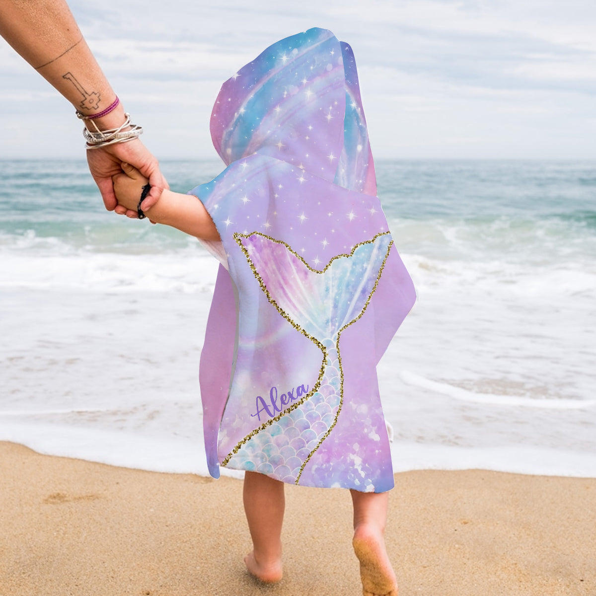 Gift For Girl Kid, Mermaid Loving Kid - Personalized Kid Kid Hooded Towel Poncho