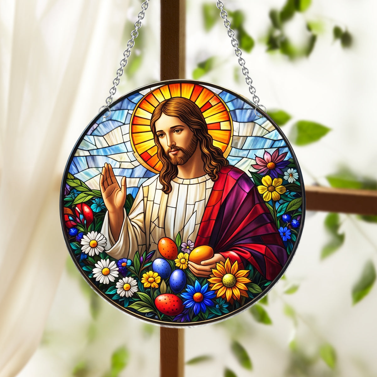 Easter Blessings - Christian Window Hanging Suncatcher Ornament