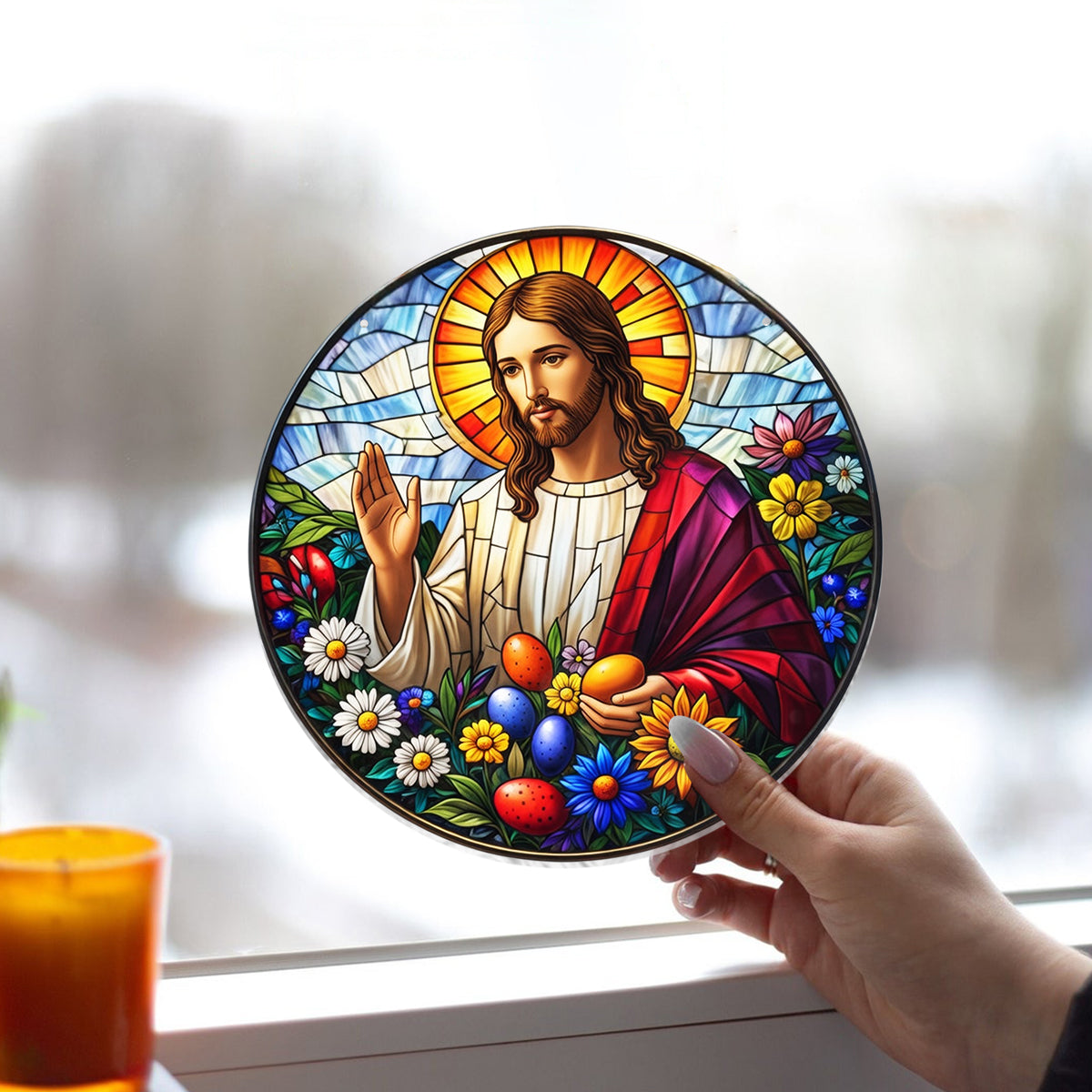 Easter Blessings - Christian Window Hanging Suncatcher Ornament