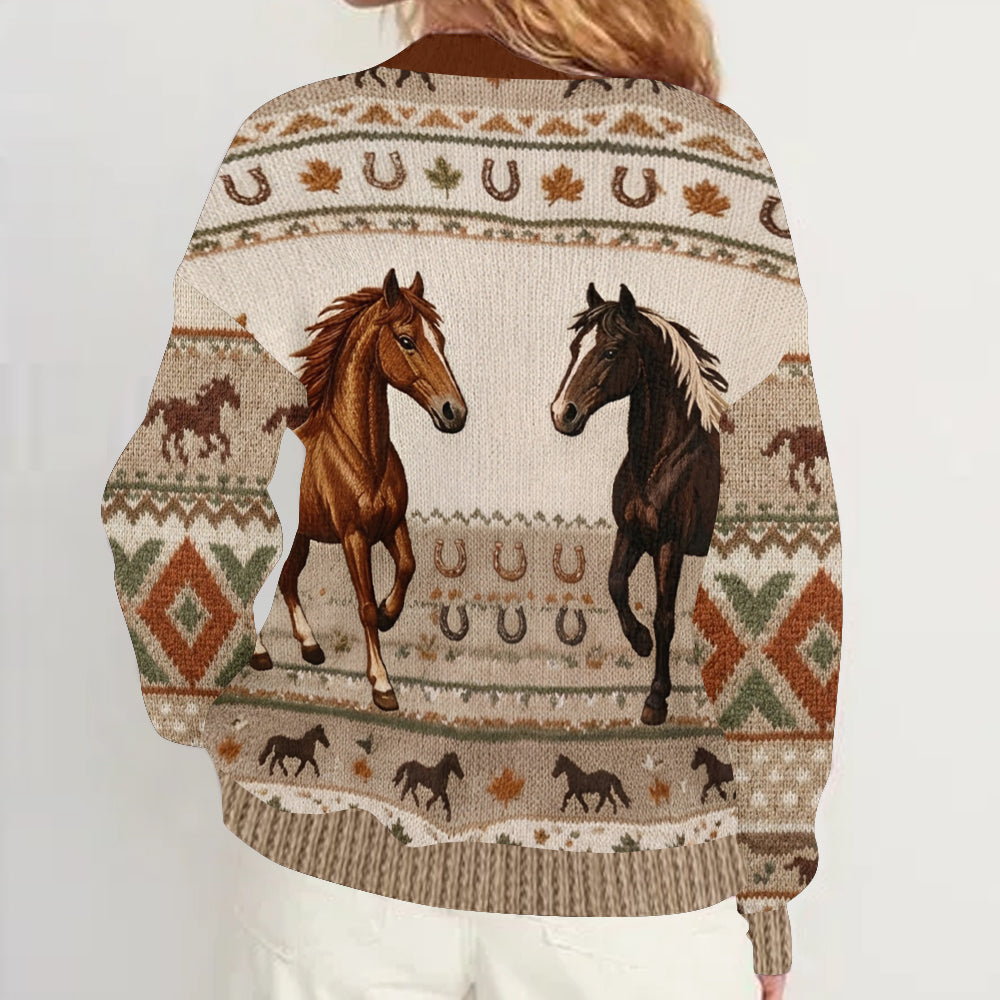 Amour Cheval - Pull Cardigan Personnalisé