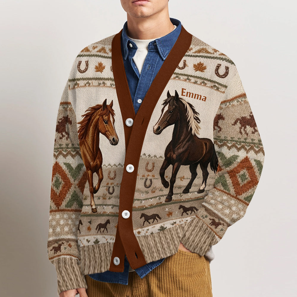 Amour Cheval - Pull Cardigan Personnalisé
