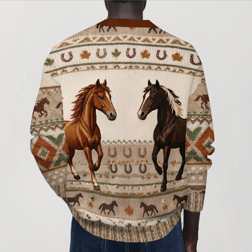 Amour Cheval - Pull Cardigan Personnalisé