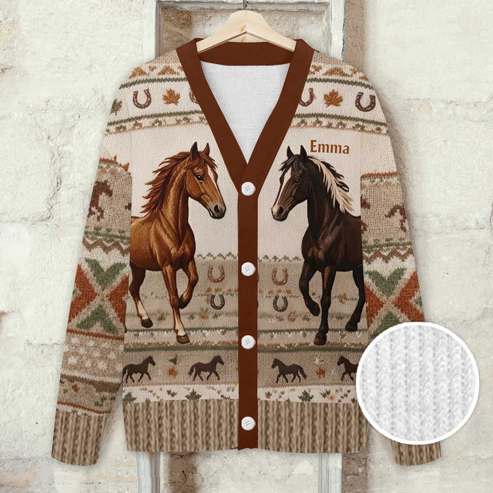 Amour Cheval - Pull Cardigan Personnalisé