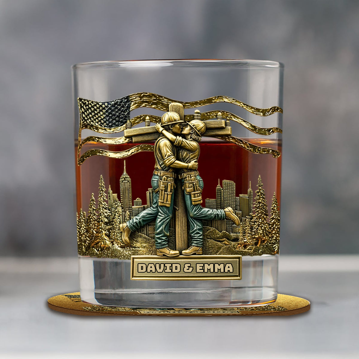 Lineman & Linewoman Legacy Glass - Personalized Lineman Whiskey Glass
