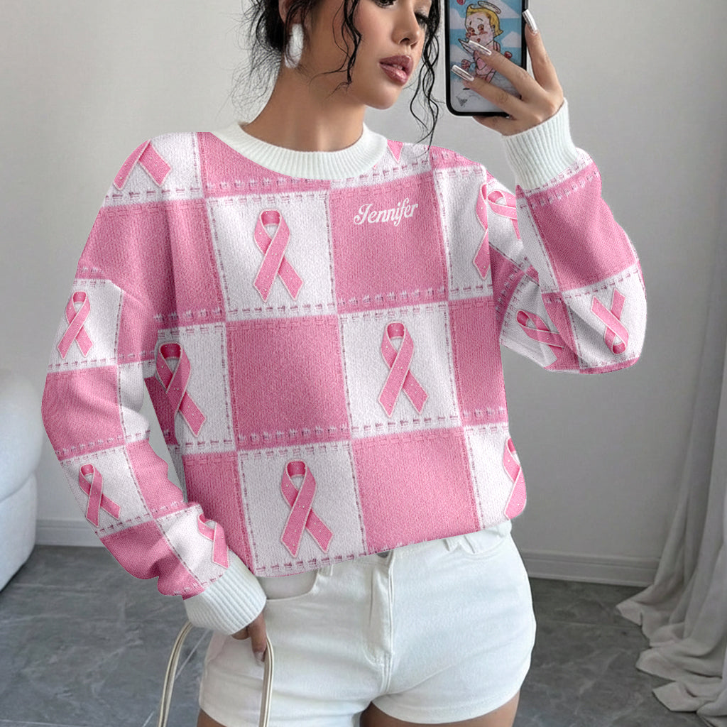 Ruban rose de sensibilisation au cancer du sein - Pull moche personnalisé pour la sensibilisation au cancer du sein