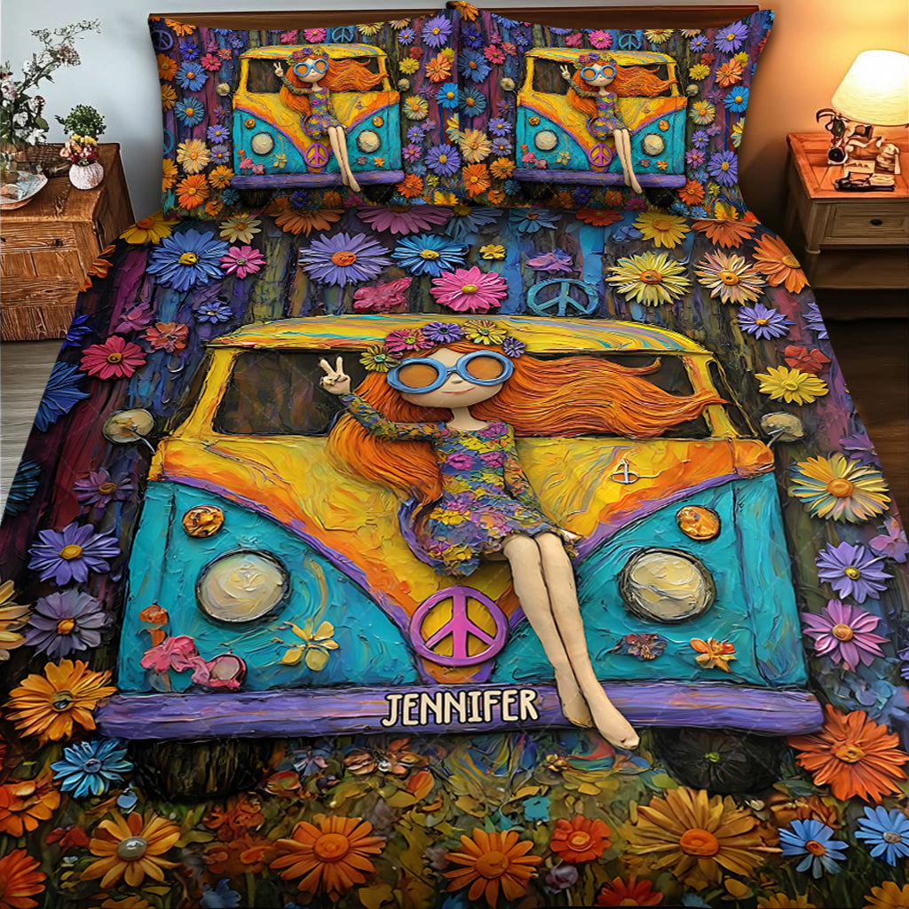 Âmes Hippies - Ensemble de courtepointe hippie personnalisé