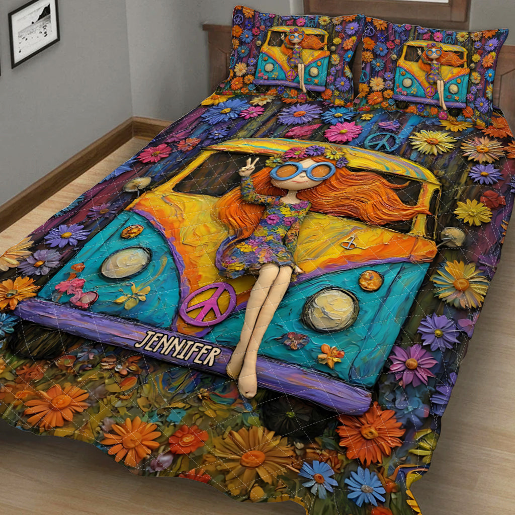 Âmes Hippies - Ensemble de courtepointe hippie personnalisé