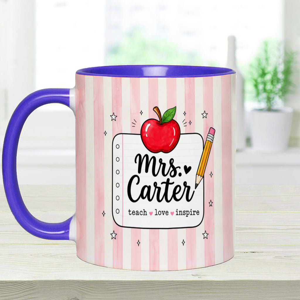 Back To School, Teacher Gift Idea - Personalized Teacher Accent Mug
