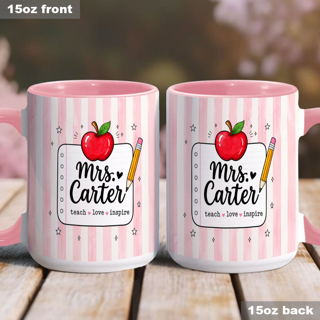 Back To School, Teacher Gift Idea - Personalized Teacher Accent Mug