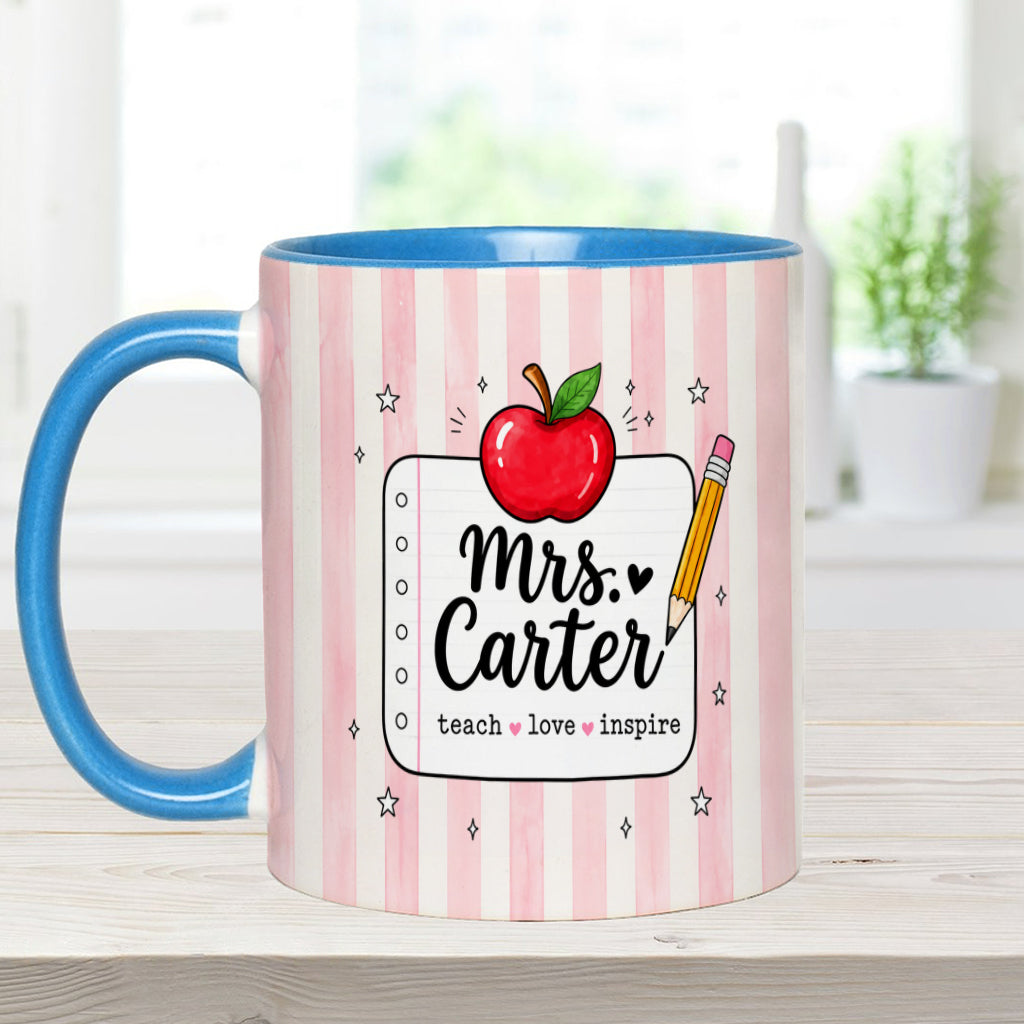 Back To School, Teacher Gift Idea - Personalized Teacher Accent Mug