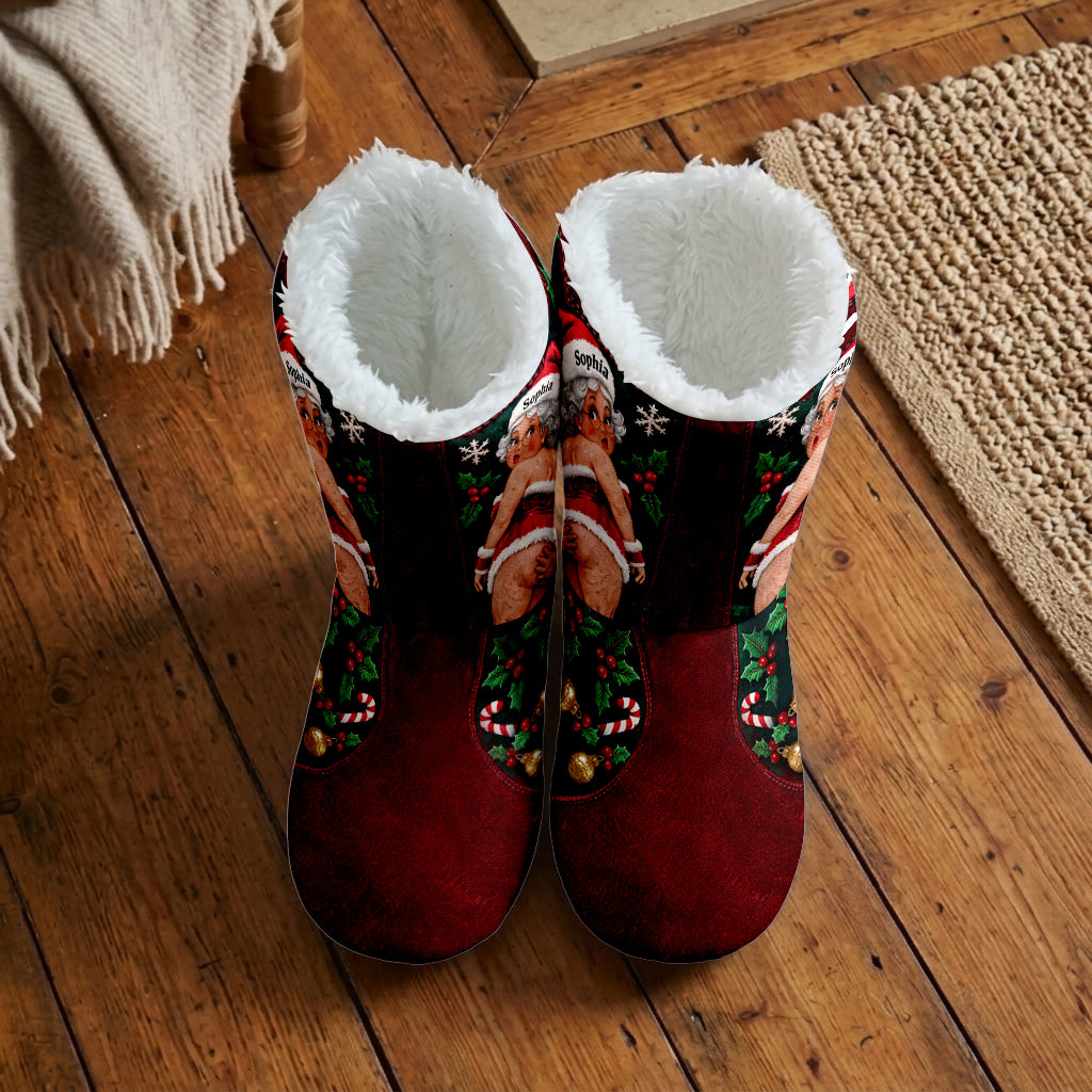 Growing Old Together - Personalized Spicy Couple Faux Fur Boot Slippers