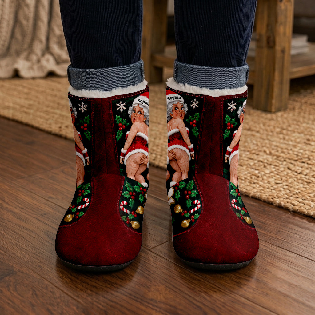 Growing Old Together - Personalized Spicy Couple Faux Fur Boot Slippers