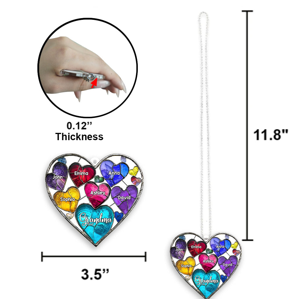 Grandma's Mom's Sweethearts - Personalized Grandma Transparent Car Ornament