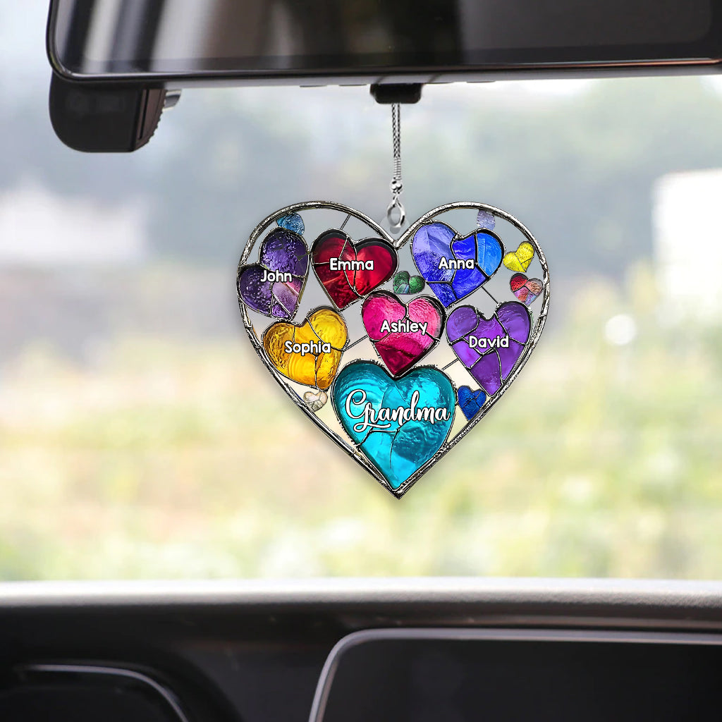 Grandma's Mom's Sweethearts - Personalized Grandma Transparent Car Ornament