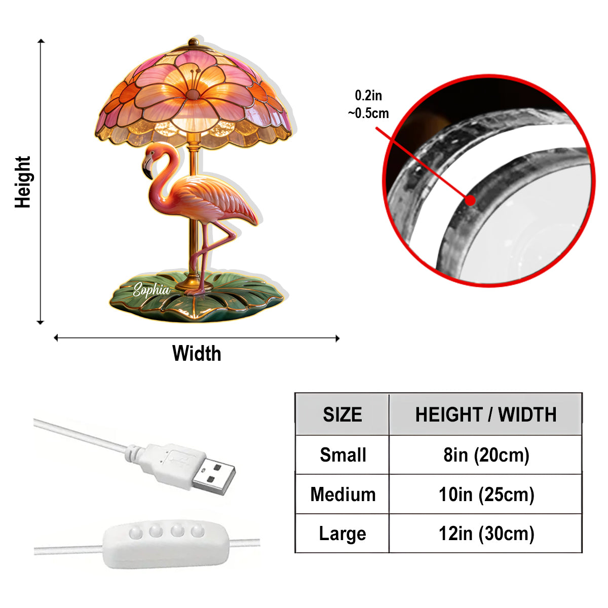 Loves Flamingo - Personalized Flamingo Acrylic LED Night Light