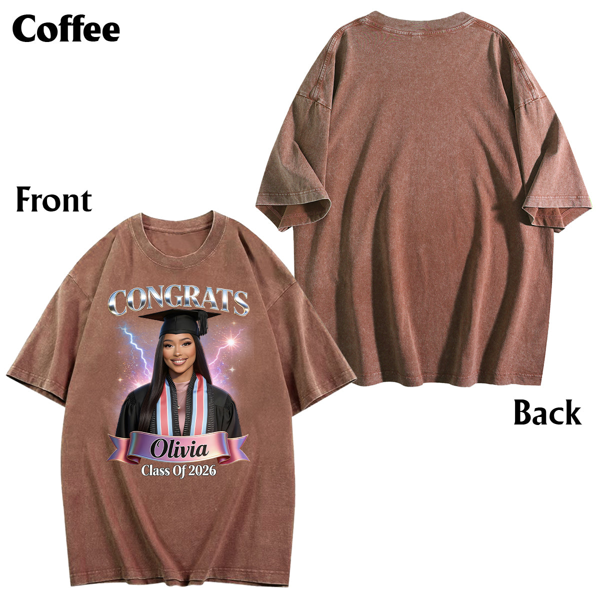 Class Of 2026 - Personalized Graduation Wash T-Shirt