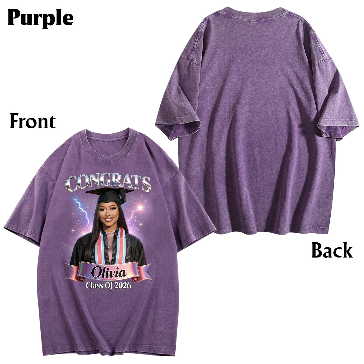 Class Of 2026 - Personalized Graduation Wash T-Shirt